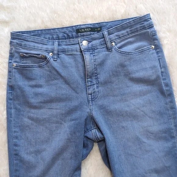 Lauren Ralph Lauren Blue Embroidered Straight Crop Jeans Size 12 - Picture 3 of 13
